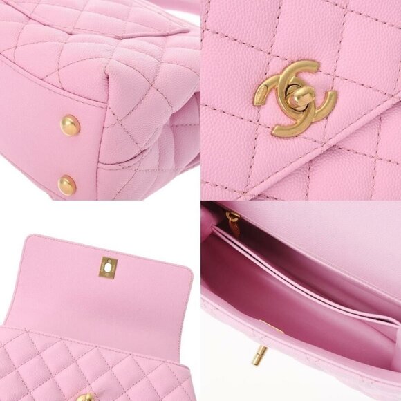 CHANEL Caviar Quilted Mini Coco Chain Handle Flap Bag Purse Tote Pink - Picture 6 of 10